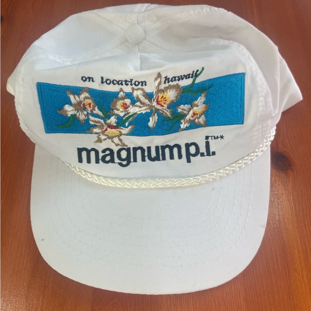 Vintage White Magnum P.I. Embroidered Hawaii Baseball Hat